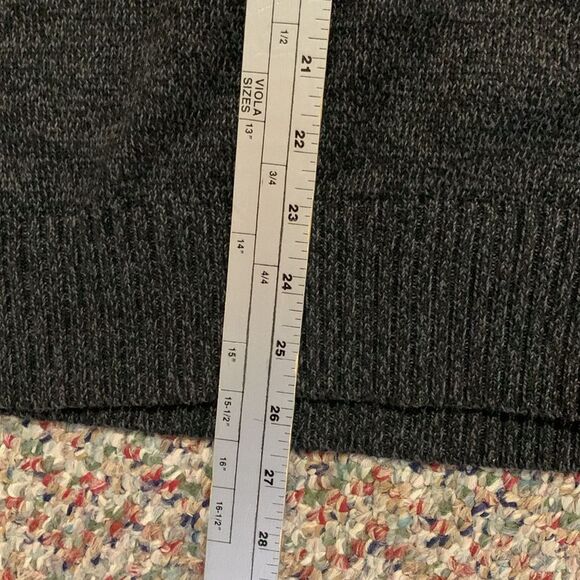 Oscar De La Renta Black Gray Marled Cotton Shawl Collared Sweater Size L - Picture 9 of 10